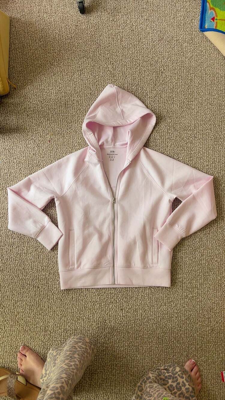 Abercrombie Kids YPB Light Pink Full-Zip Hoodie Size 11/12